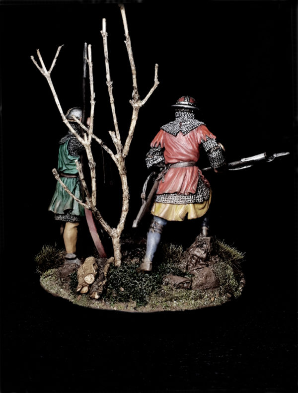 60mm European Infantrymen 14th C vignette